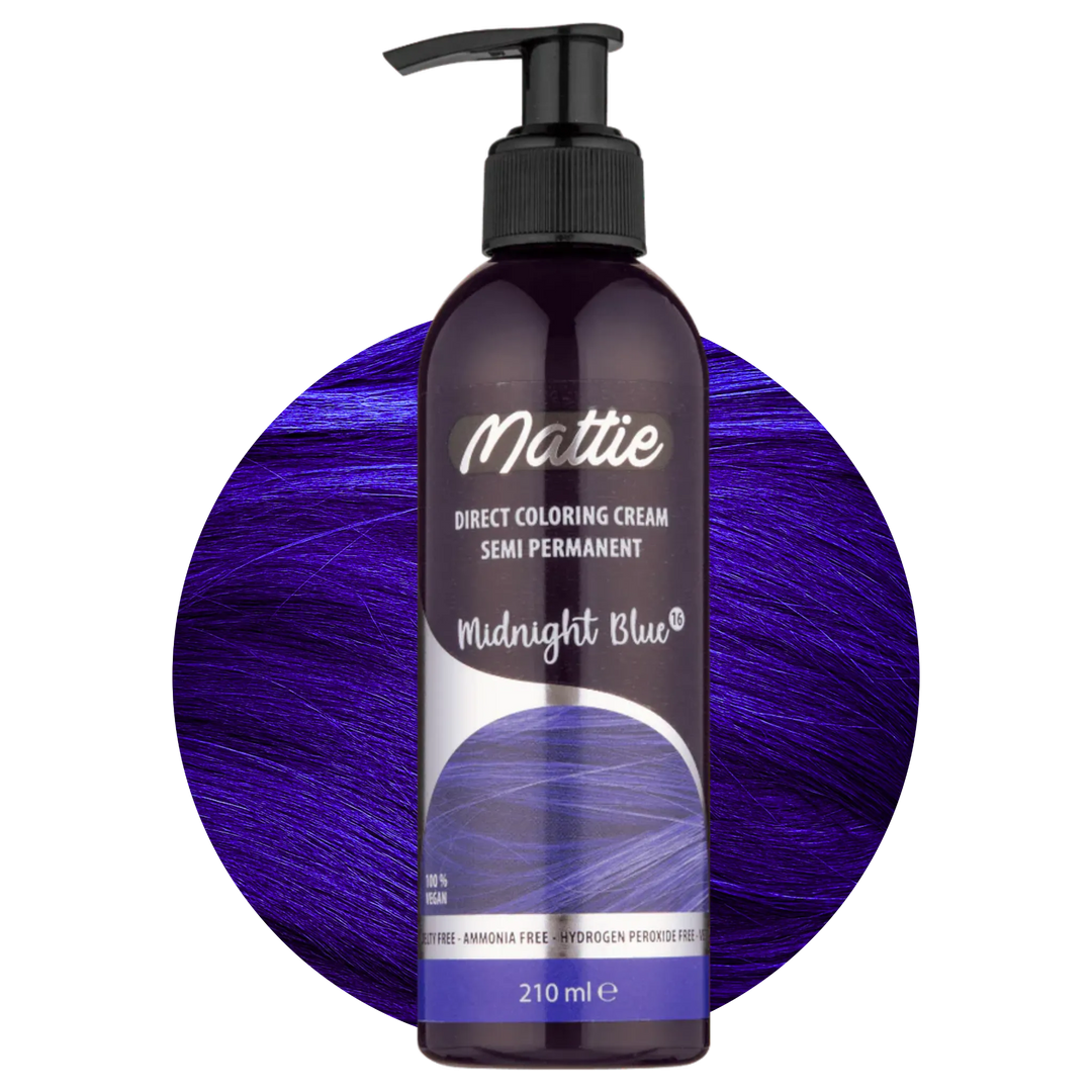 Mattie Midnight Blue - Vegan Semi-Permanent Direct Dye Hair Color Cream 210 ml
