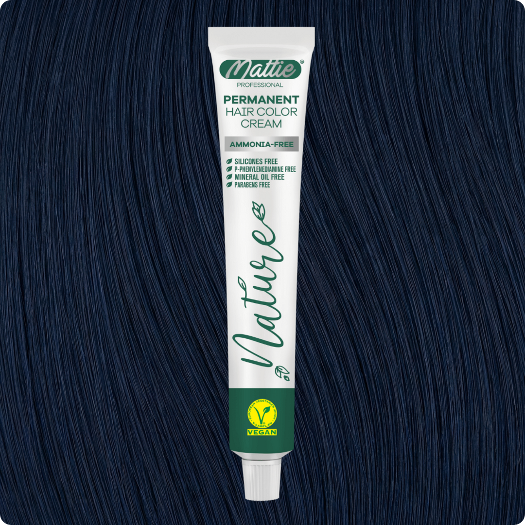 Mattie Professional Nature (0.11) Midnight Blue - Vegan & Ammonia-Free Permanent Hair Color Cream 60ml
