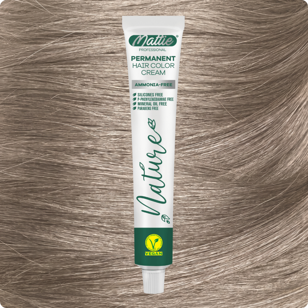Mattie Professional Nature (9.1) Very Light Ash Blonde - Vegan Permanent Hair Color Cream 60ml