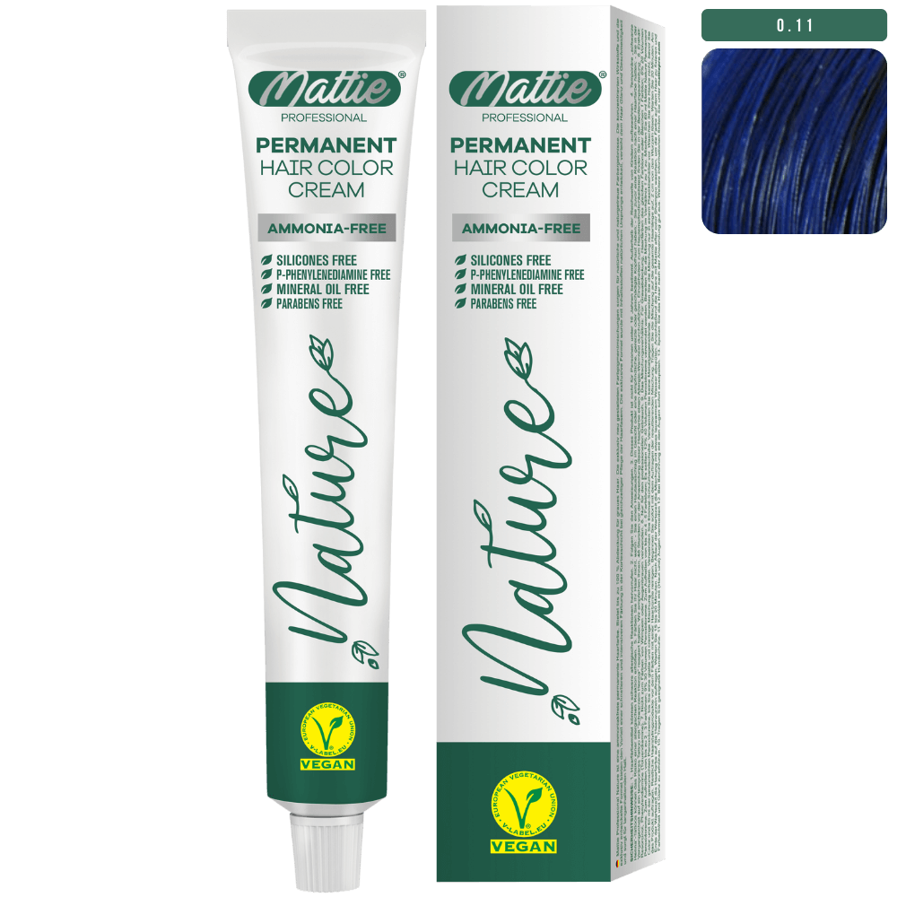 Mattie Professionell Natur (0.11) Midnight Blue - Vegan & Ammoniakfreie Permanente Haarfarbencreme 60ml