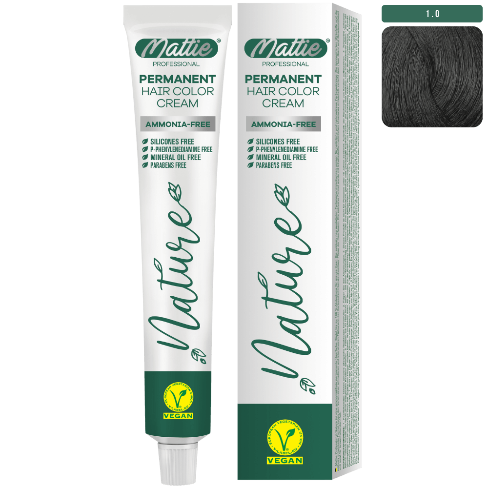 Mattie Professional Nature (1.0) Black - Vegane Permanente Farbcreme 60ml