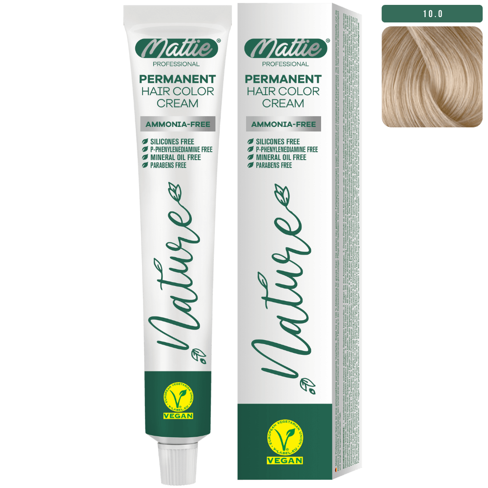 Mattie Professional Nature (10.0) Intense Extra Light Blonde - Vegane Permanent Farbcreme 60ml