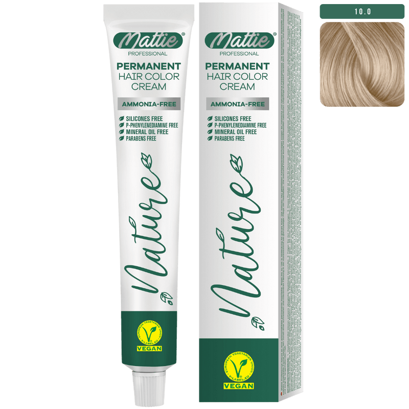 Mattie Professional Nature (10.0) Intense Extra Light Blonde - Vegan Permanent Color Cream 60ml