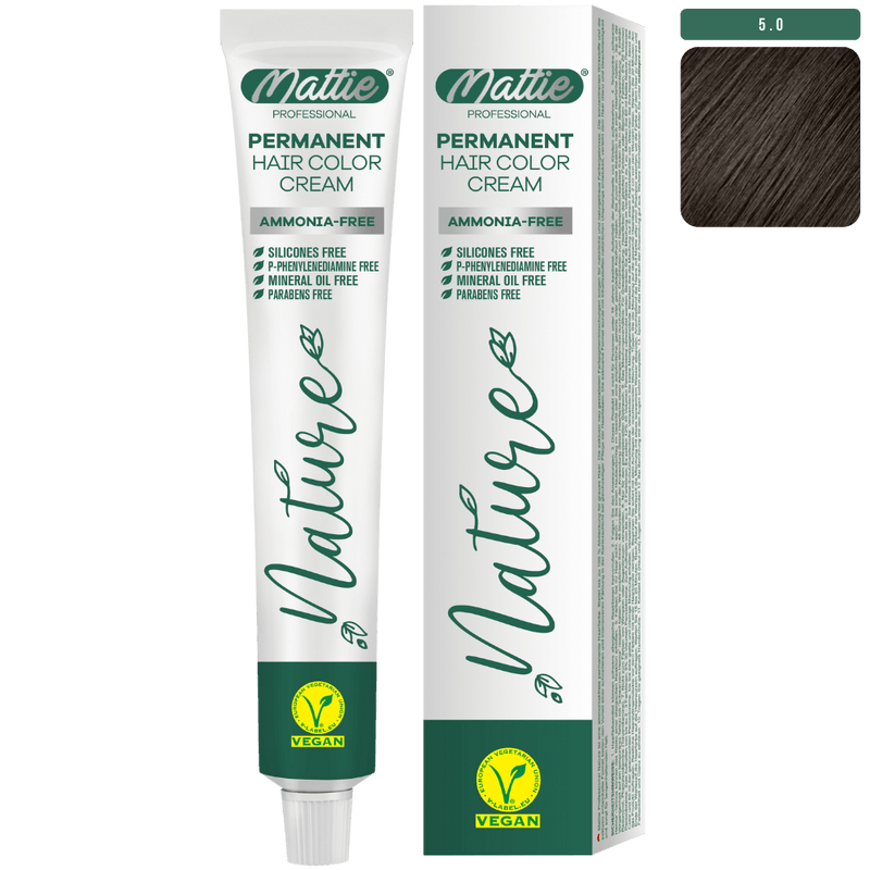 Mattie Professional Nature (5.0) Intense Light Brown - Vegan Permanent Color Cream 60ml