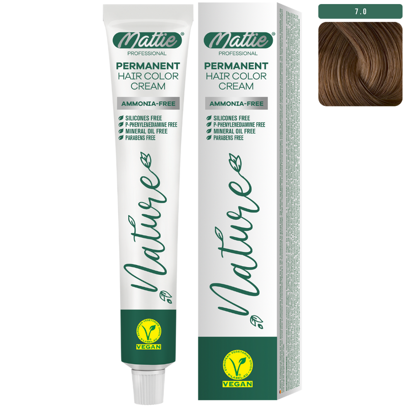 Mattie Professional Nature (7.0) Intense Blonde - Vegan Permanent Color Cream 60ml