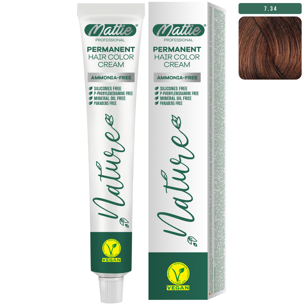 Mattie Professional Nature (7.34) Bernsteinblond - Vegan Permanente Haarfarbencreme 60ml