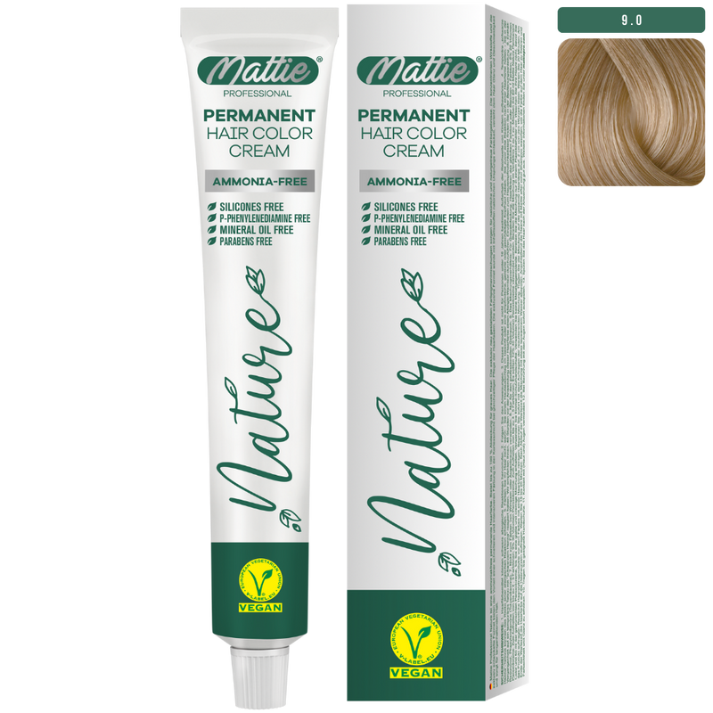 Mattie Professional Nature (9.0) Intense Very Light Blonde - Vegan Permanent Color Cream 60ml