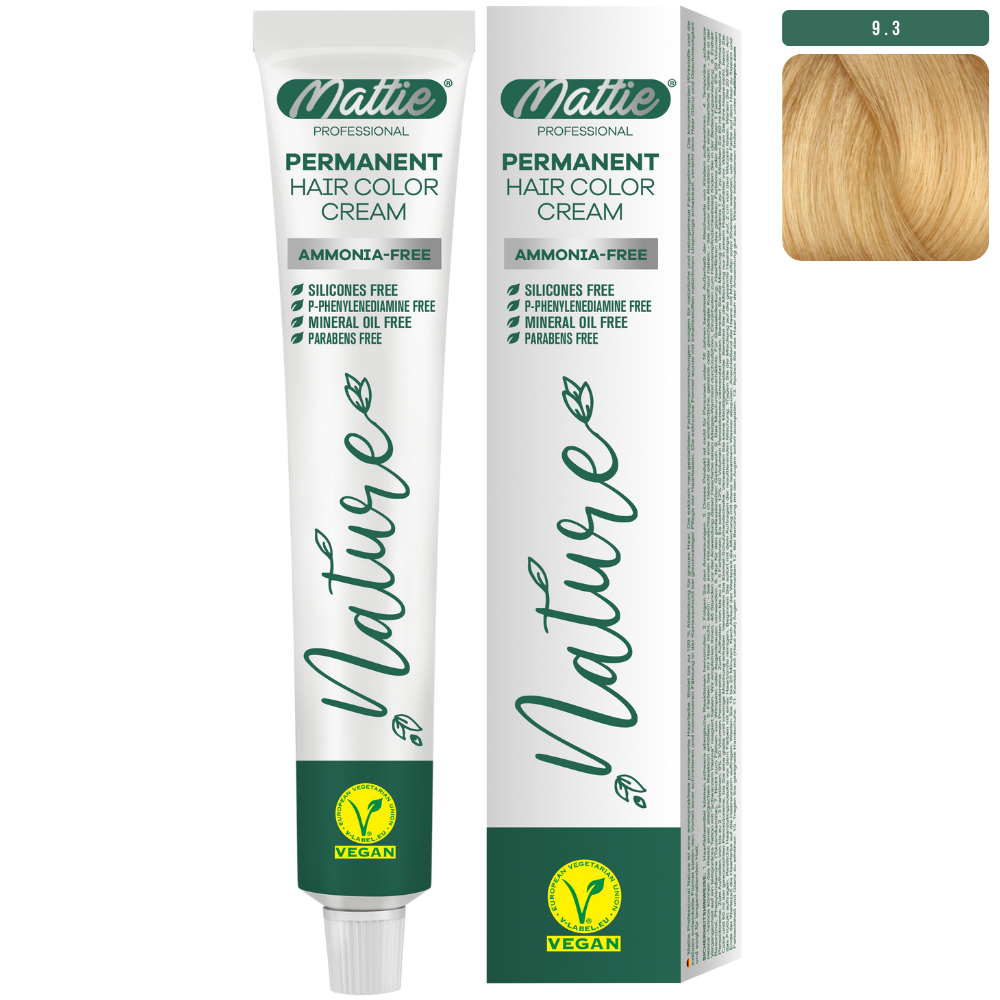 Mattie Professional Nature (9.3) Hell Goldblond - Vegan Permanente Haarfarbencreme 60ml